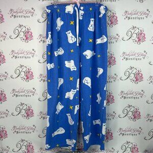 Overwatch pants bears Blue Polar Bear Print Pants yellow blue white cute fleece